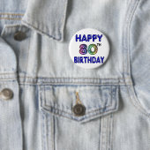 幸せな第80誕生日プレゼントおよび誕生日の服装 缶バッジ (インサイチュ)
