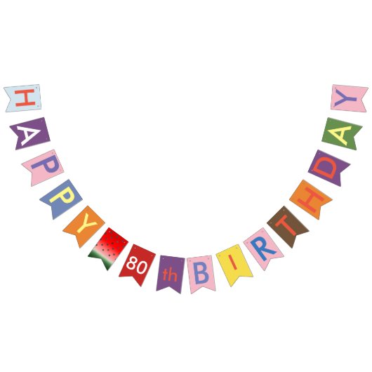 幸せな第80誕生日 バンティングフラッグ (全)