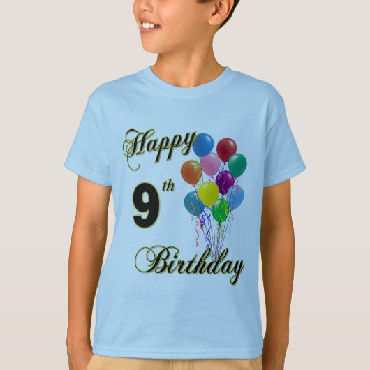 幸せな第9誕生日プレゼントおよび誕生日の服装 Tシャツ (正面)