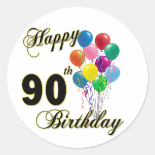 幸せな第90誕生日プレゼントおよび誕生日の服装 ラウンドシール