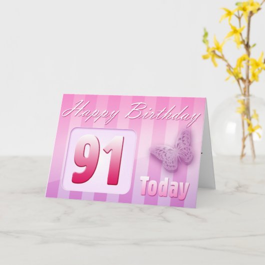 幸せな第91誕生日の祖母の大叔母のお母さん カード (黄色い花)