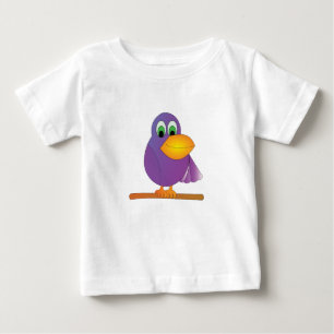 幸せな紫色のオウムのベビーのティー ベビーTシャツ