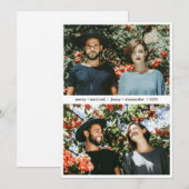 幸せな結婚した新婚夫婦の2枚の写真のミニマルデザイン シーズンカード (正面/裏面)