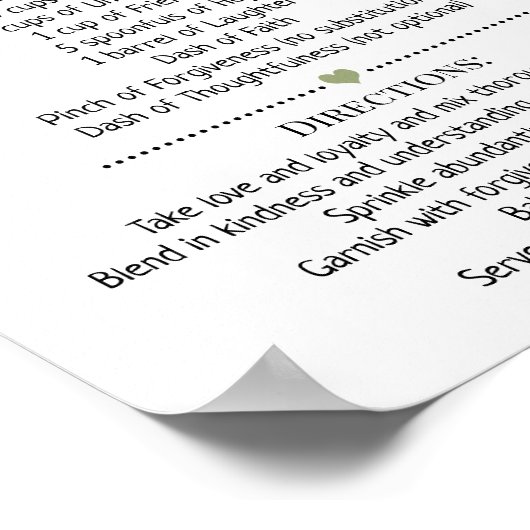 幸せな結婚のためのレシピシャワー緑の贈り物 ポスター (角)