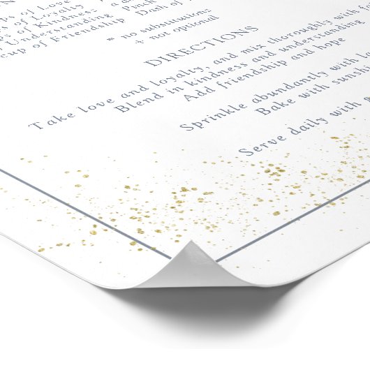 幸せな結婚のための埃っぽいブルー赤面ピンクレシピ ポスター (角)