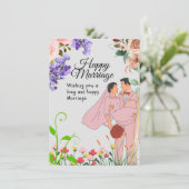 幸せな結婚のウェディングカード 招待状 (スタンド正面)