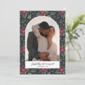 幸せな結婚のクリスマス写真 花のアーチ シーズンカード (スタンド正面)