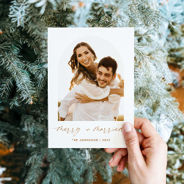幸せな結婚の優雅なクリスマス写真カード 招待状