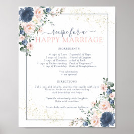 幸せな結婚の秘訣 ダスティーブルー ブラッシュピンク 結婚準備に最適なポスター ポスター