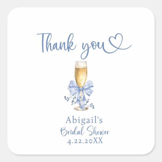 幸せな結婚を祝う ブルー ブライダル シャワー ラウンドシール (正面)