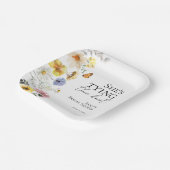 幸せな結婚を祝おう | ワイルドフラワー ブライダルシャワー ペーパープレート (傾斜あり)