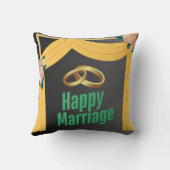 幸せな結婚を願うスロー枕、ラブをテーマにしたピロー クッション (裏面)