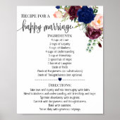 幸せな結婚ウェディングシャワーネイビーギフトのためのレシピ ポスター (正面)