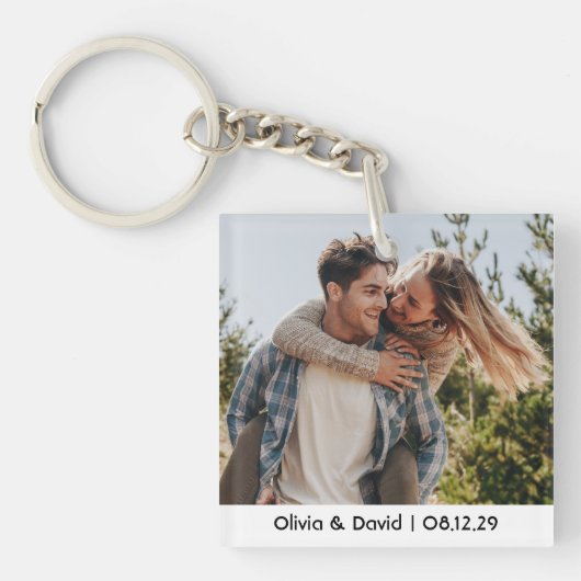 幸せな結婚カップルの写真 キーホルダー (正面)