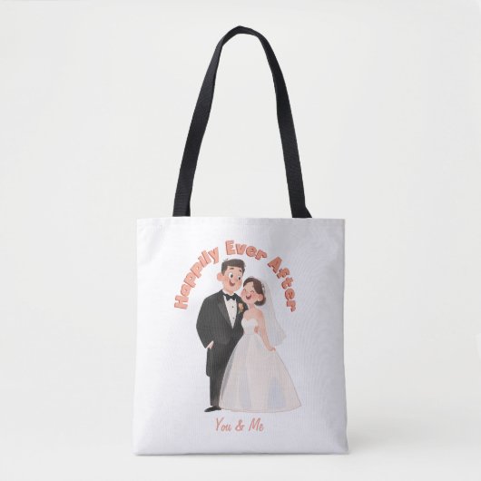 幸せな結婚カップルイラスト 永遠に幸せに トートバッグ (正面)