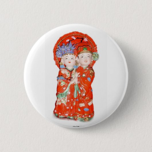 幸せな結婚カップルボタン 缶バッジ (正面)