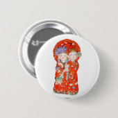 幸せな結婚カップルボタン 缶バッジ (正面&裏面)