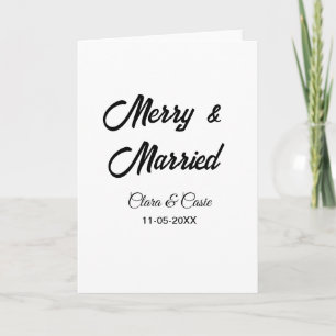幸せな結婚カップル 名前と日付のクリスマスカード カード