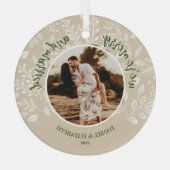 幸せな結婚写真の象牙色オーナメント ガラスオーナメント (裏面)