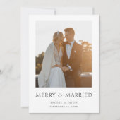 幸せな結婚式とクリスマス エレガントなシンプルフォト シーズンカード (正面)