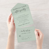 幸せな結婚式のご案内 サーググリーンのウェディングレセプション オールインワン招待状 (貼ってはがせる)