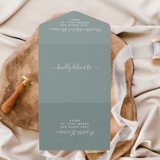 幸せな結婚式のご案内 サーググリーンのウェディングレセプション オールインワン招待状