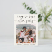 幸せな結婚式のパーティー写真クリーム色のウェディング 案内ポストカード (スタンド正面)