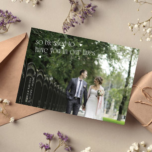 幸せな結婚式の写真の御礼カード サンキューカード