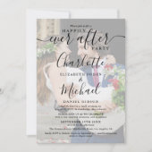 「幸せな結婚式の写真」スクリプトのウェディングフォト2枚 招待状 (正面)