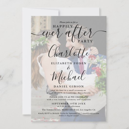 「幸せな結婚式の写真」スクリプト2種, ハッピーエバーアフターウェディング 招待状 (正面)