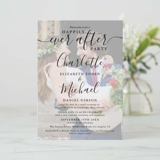 「幸せな結婚式の写真」スクリプト2種, ハッピーエバーアフターウェディング 招待状 (スタンド正面)