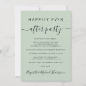 幸せな結婚式の合図 QRコード付き セージグリーンのウェディングレセプション 招待状 (正面)