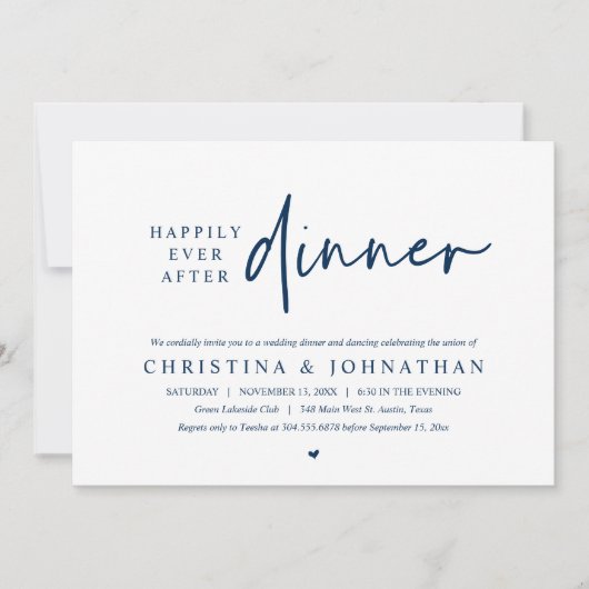 幸せな結婚式の始まりを優雅に 「Happily Ever After Dinner」ウェディングエロ 招待状 (正面)