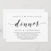 幸せな結婚式の始まりを告げる、洗練された美しいモノクロのテーマの結婚式の招待状「Happily Ev 招待状 (正面/裏面)