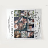 幸せな結婚式の始まり 9枚の写真を飾ったウェルカムボード タペストリー (正面(横))