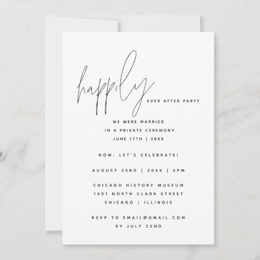 幸せな結婚式の後のパーティーの写真 招待状 (正面)