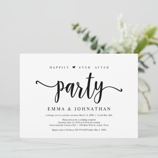 幸せな結婚式の後パーティー、結婚式の秘密の式 招待状 (スタンド正面)