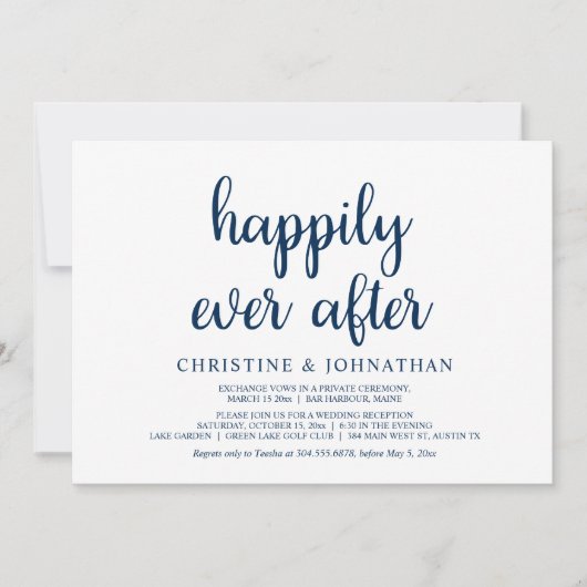 幸せな結婚式の後日譚 ウェディングエロープメントパーティーの招待状 招待状 (正面)