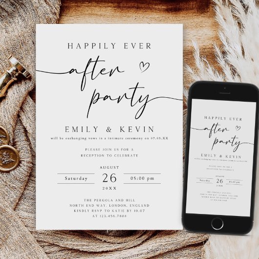 幸せな結婚式の後 Reception Party ご招待 状 Happily Ever After  招待状