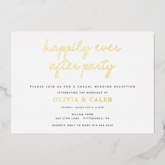 幸せな結婚式の披露宴 箔招待状 (正面)