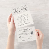 幸せな結婚式の招待状 QRコード クリーム色のウェディングレセプション オールインワン招待状 (貼ってはがせる)