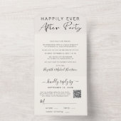 幸せな結婚式の招待状 QRコード クリーム色のウェディングレセプション オールインワン招待状 (内側)