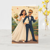 幸せな結婚式の祝賀 カード (黄色い花)