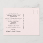 幸せな結婚式の記念写真 ピンク 案内ポストカード (裏面)