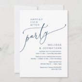 幸せな結婚式場面、ネイビーウェディングエロープメントパーティー 招待状 (正面)