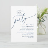 幸せな結婚式場面、ネイビーウェディングエロープメントパーティー 招待状 (スタンド正面)