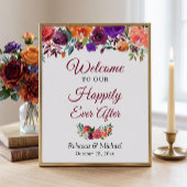 幸せな結婚式 ラスティック バーガンディ フラワー ポスター