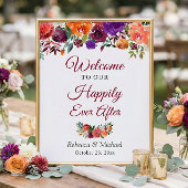 幸せな結婚式 ラスティック バーガンディ フラワー ポスター