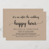 幸せな結婚後のお祝い ウェディングエロープメント ハッピーアワー 招待状 (正面/裏面)