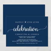 幸せな結婚後のお祝い, ネイビーブルーの秘密の結婚式 招待状 (正面/裏面)